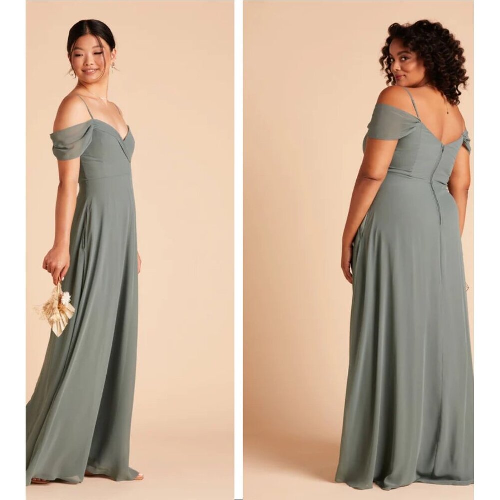 Birdy Grey Spence Convertible Dress Chiffon Sage Green Sz Medium Womens Bridesma